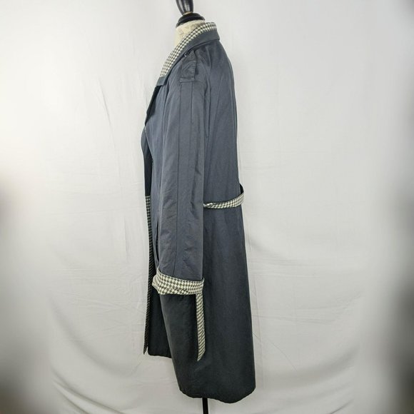 Vintage Louis Feraud Gray Herringbone Trench Coat - Picture 9 of 10